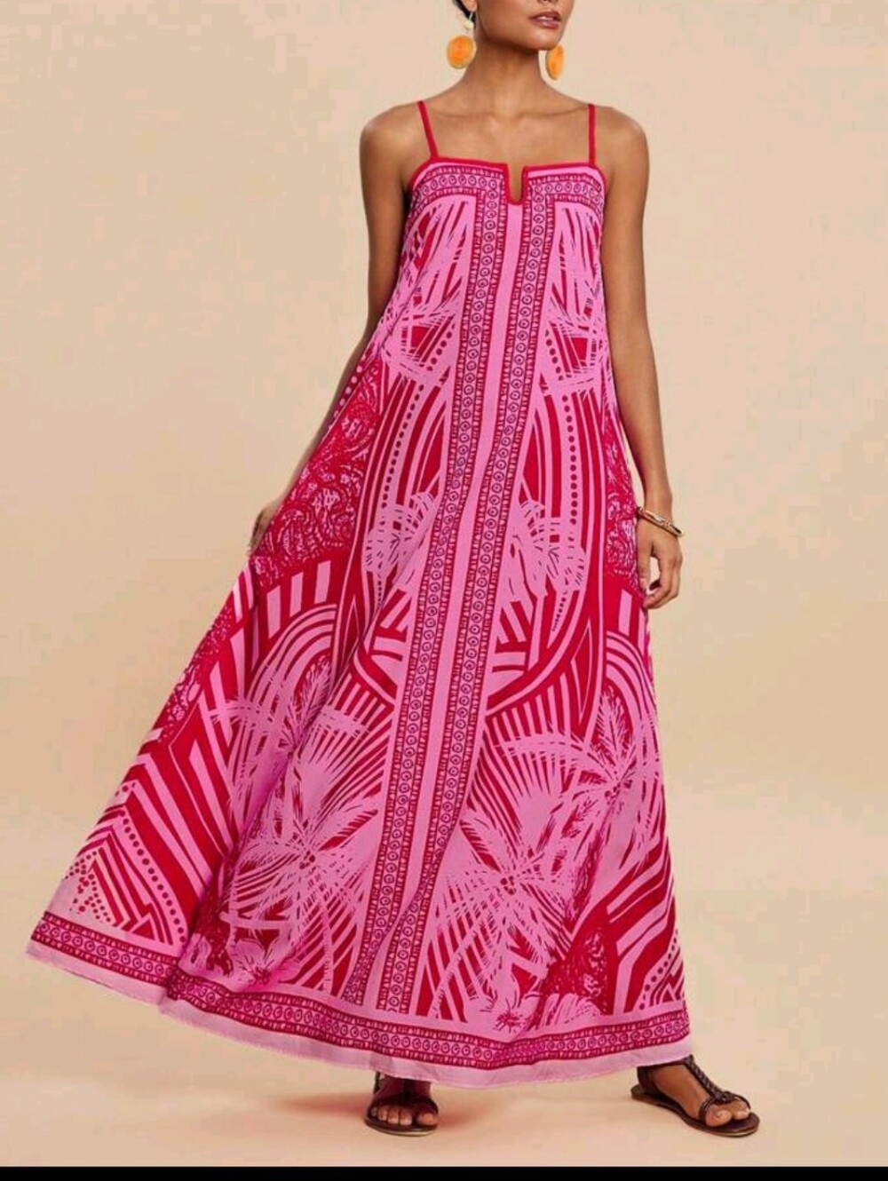 NWOT Travachic SHEIN Pink Tropical Boho Maxi Dress - Size Medium